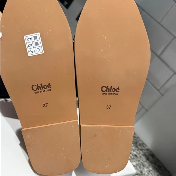 Chloé Black Canvas Logo Slide Sandals with Tan Footbed - Picture 8 of 8